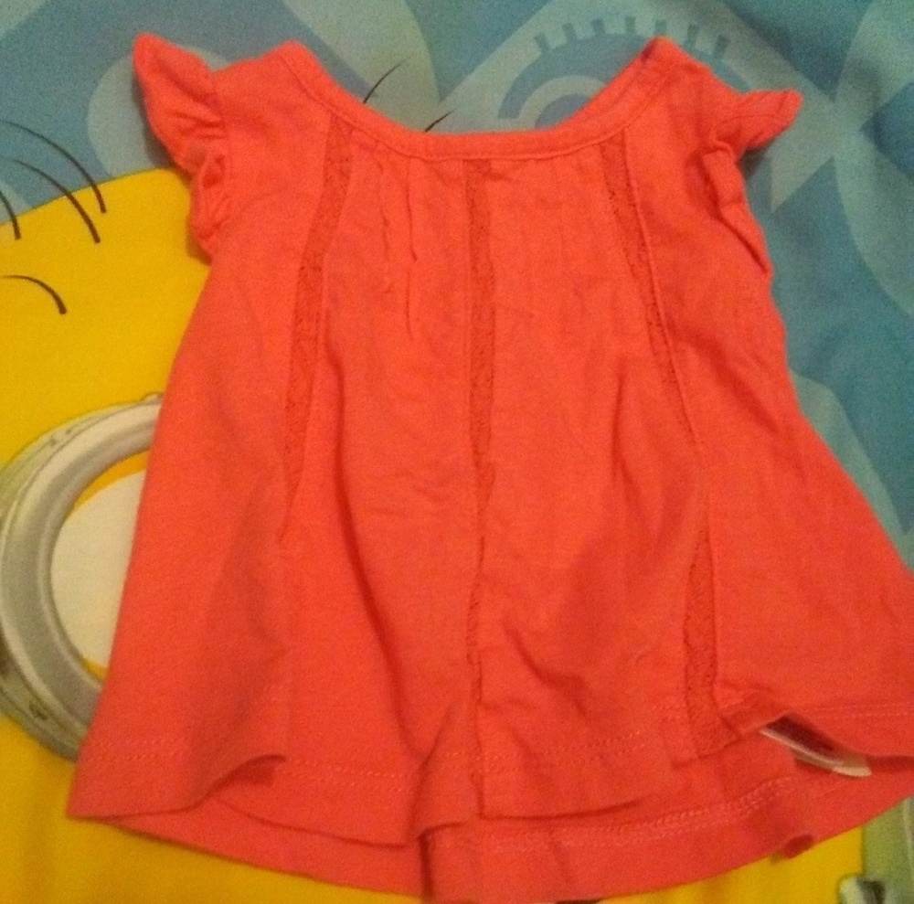 Adorable orange baby blouse lace insets